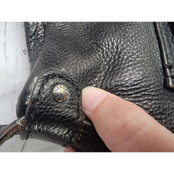 Fossil 75082 American Classic Black Pebble Leather Shoulder Bag READ - Picture 5 of 14